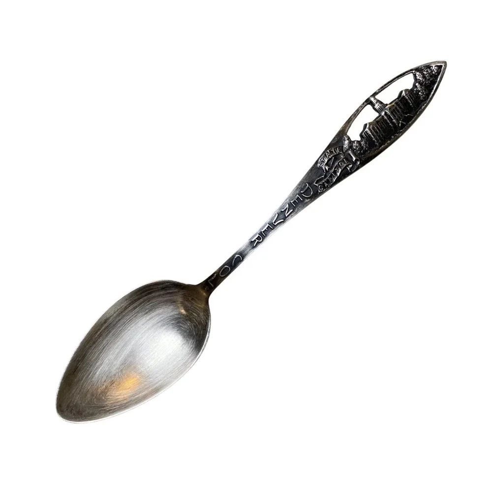 Antique Denver‎ CO Sterling Silver Souvenir Spoon State Capitol Robbins c1900-12